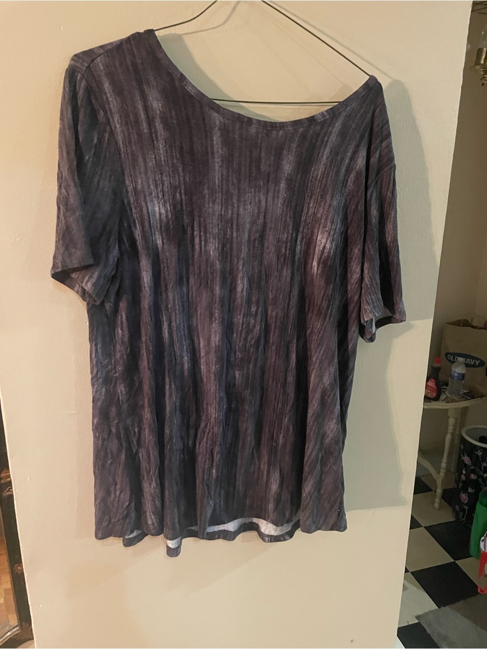 Lisa Rinna Collection Short-Sleeve Knit Top in Heathered Purple / gray